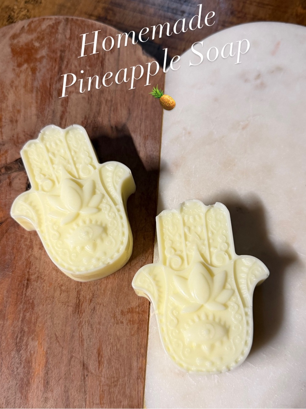 Handmade Pineapple Soap - Yellow Hamsa Bar (Women Bath & Body)